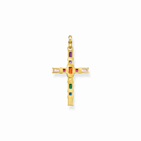 Thomas Sabo Pendant Gold Tone Cross with Colourful Stones