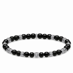 Thomas Sabo Rebel at Heart Sterling Silver Black Obsidian Lucky Charm Bracelet