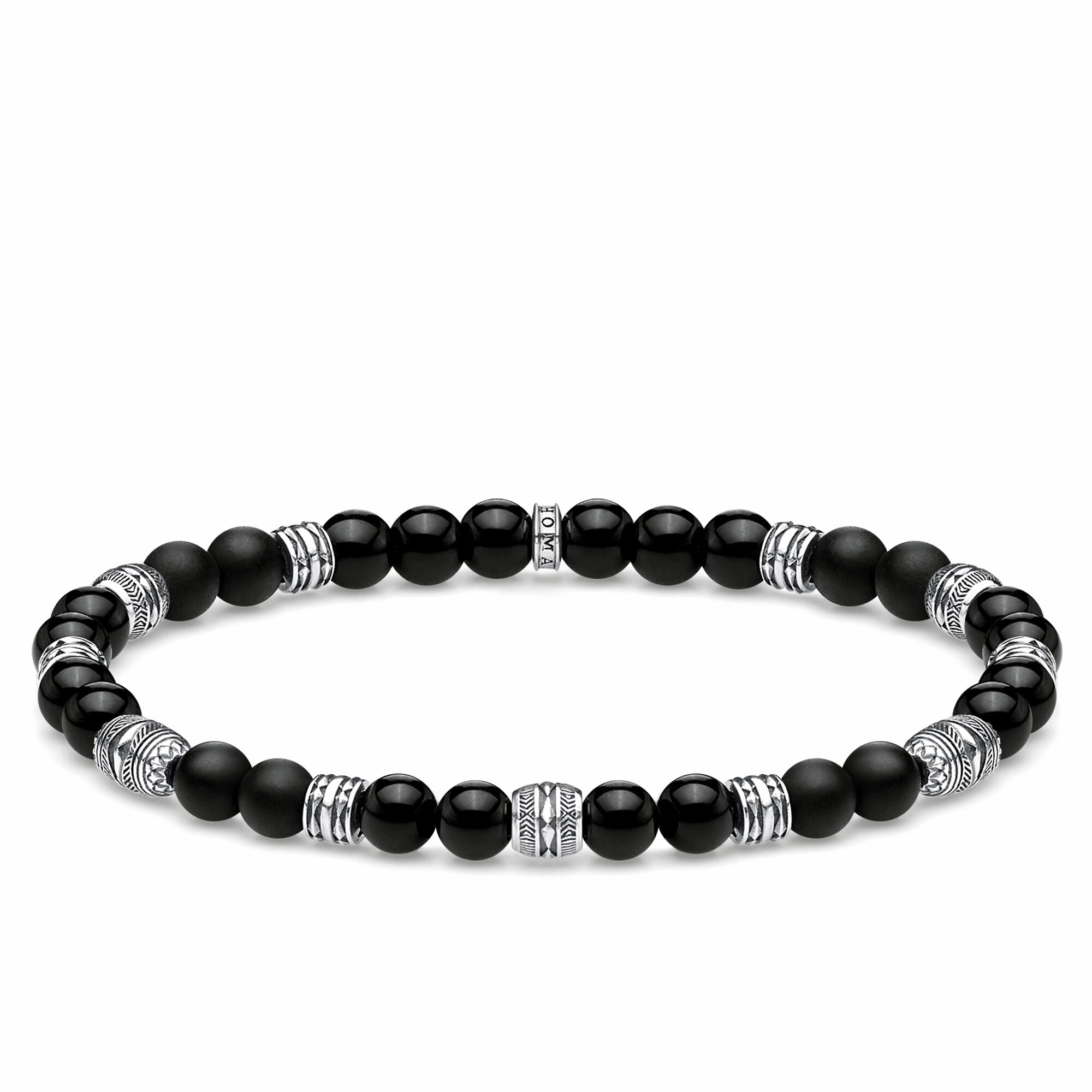 Thomas Sabo Rebel at Heart Sterling Silver Black Obsidian Lucky Charm Bracelet