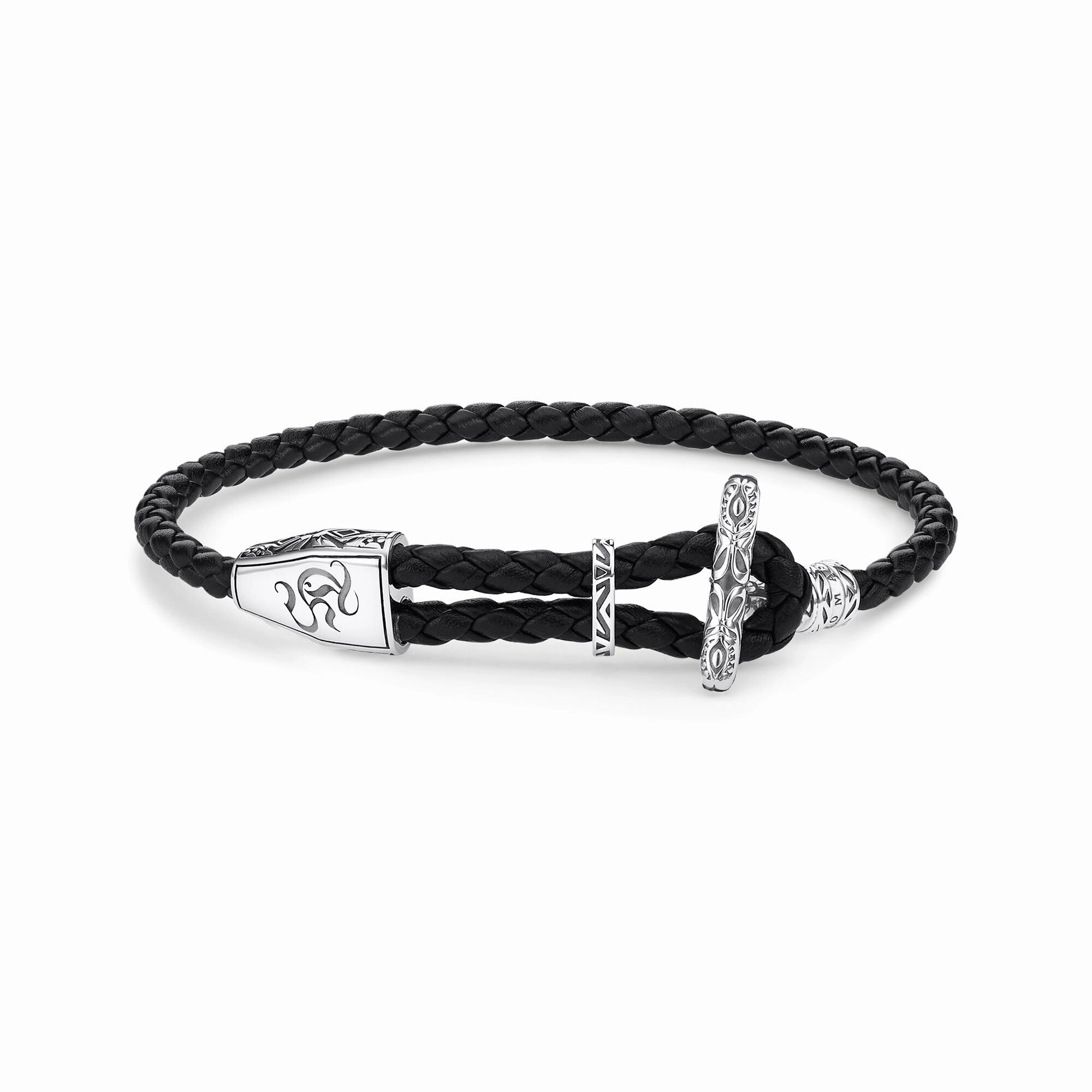 Thomas Sabo Rebel At Heart Sterling Silver Black Ornament Braided Bracelet