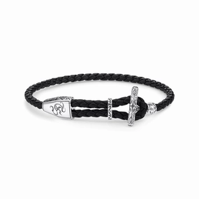 Thomas Sabo Rebel At Heart Sterling Silver Black Ornament Braided Bracelet