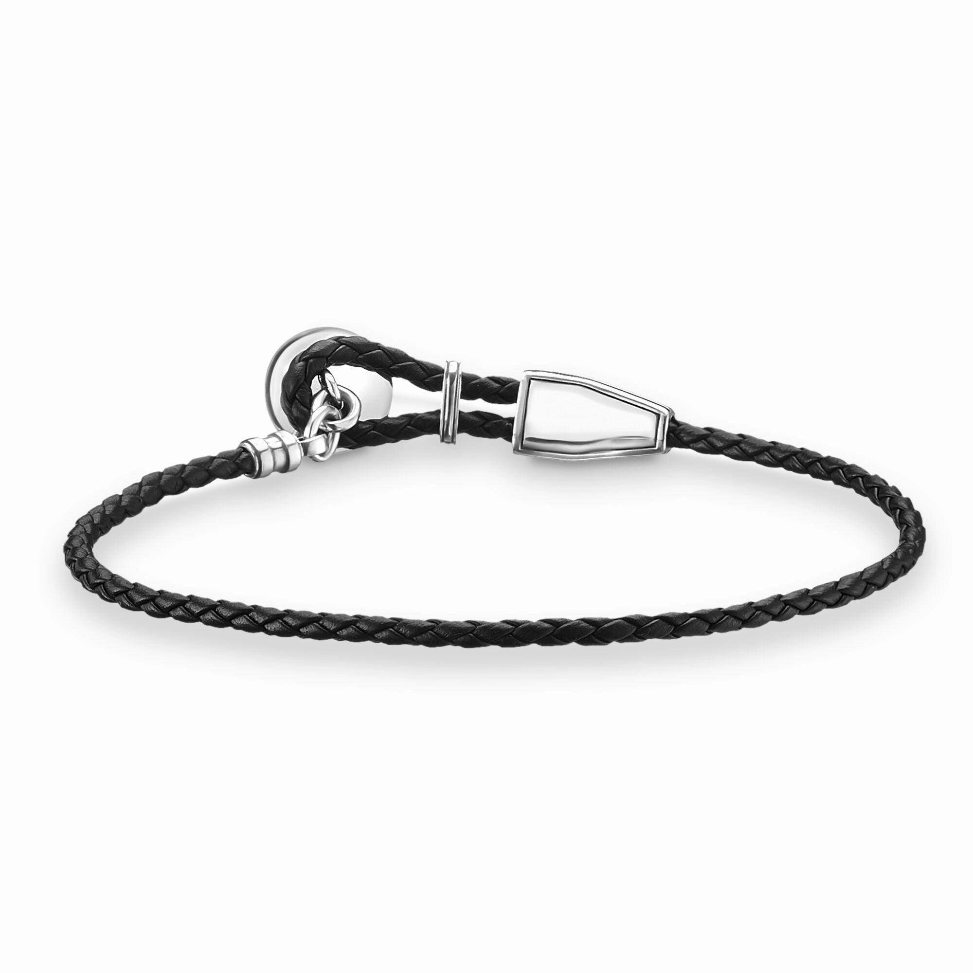 Thomas Sabo Rebel At Heart Sterling Silver Disc Black Braided Bracelet