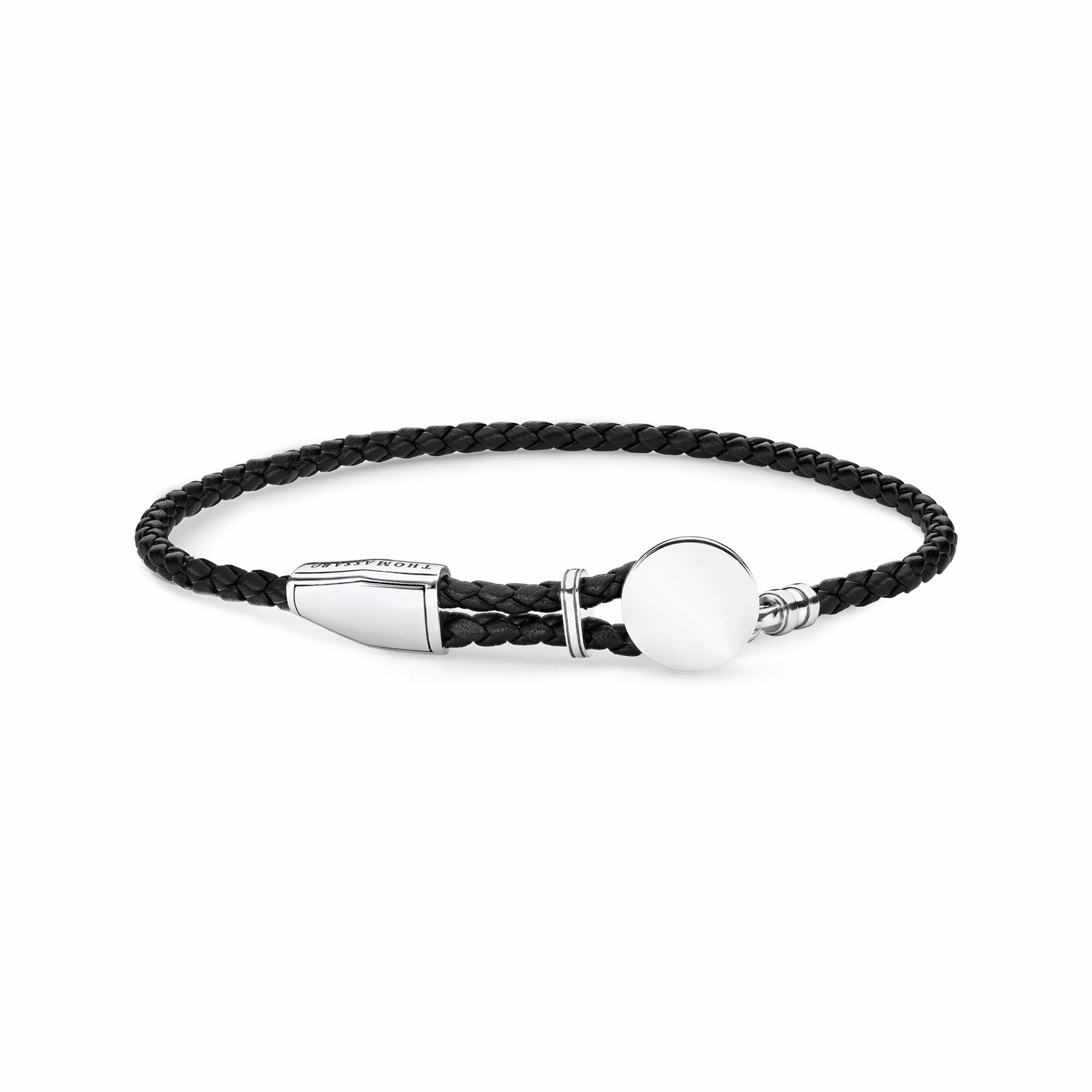 Thomas Sabo Rebel At Heart Sterling Silver Disc Black Braided Bracelet
