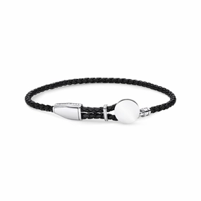 Thomas Sabo Rebel At Heart Sterling Silver Disc Black Braided Bracelet