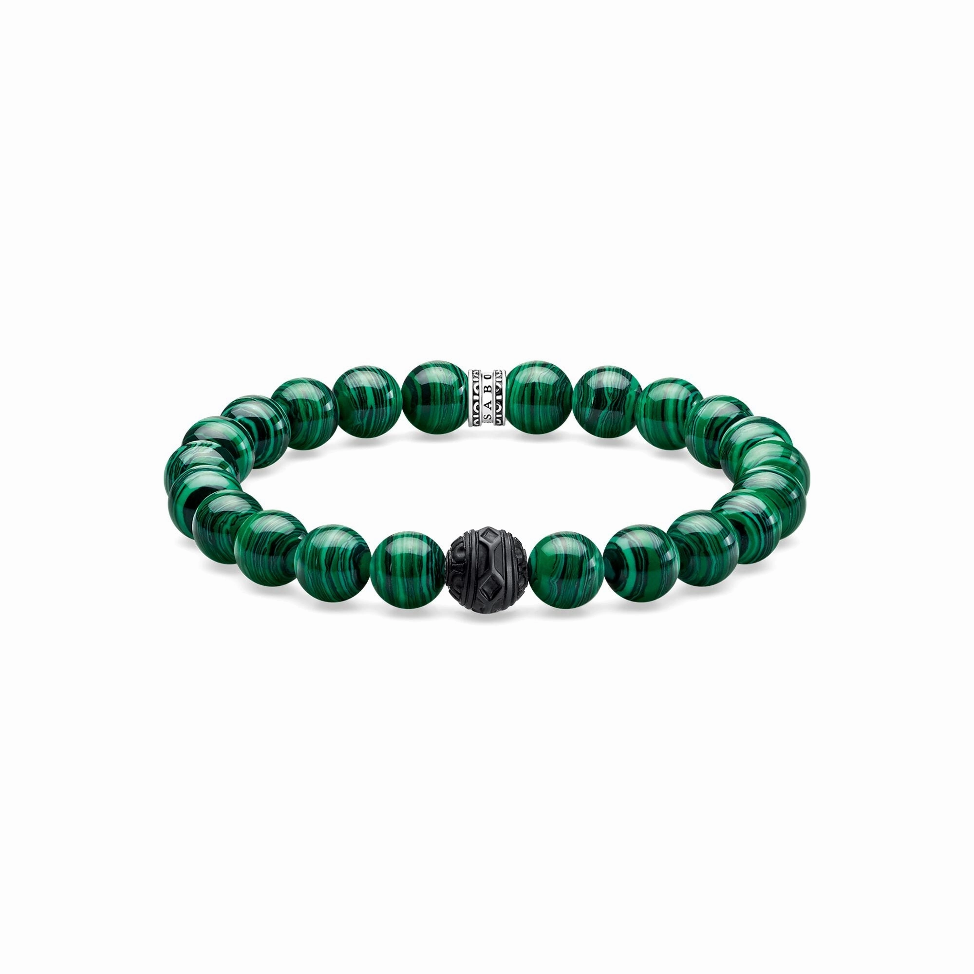Thomas Sabo Rebel At Heart Sterling Silver Green Black Cat Bracelet