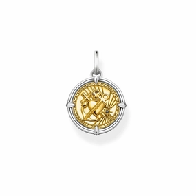 Thomas Sabo Rebel At Heart Sterling Silver Yellow Gold Plated Love Faith Hope Pendant