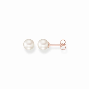 Thomas Sabo Rose Gold Plated Sterling Silver Freshwater Pearl Stud Earrings