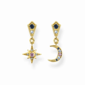 Thomas Sabo Royalty Sterling Silver Gold Plated Star and Moon Earrings