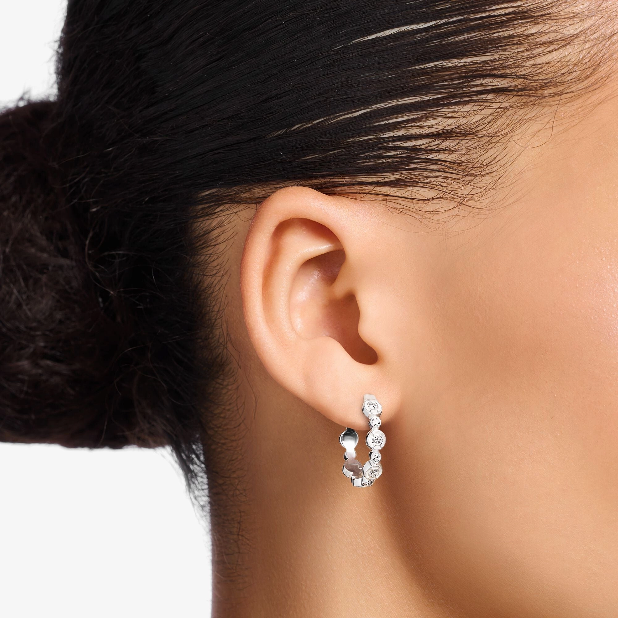 Thomas Sabo Silver and White Stone Hoop earrings