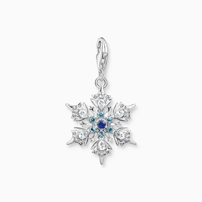 Thomas Sabo Snowflake With Blue Stones Silver Pendant Charm