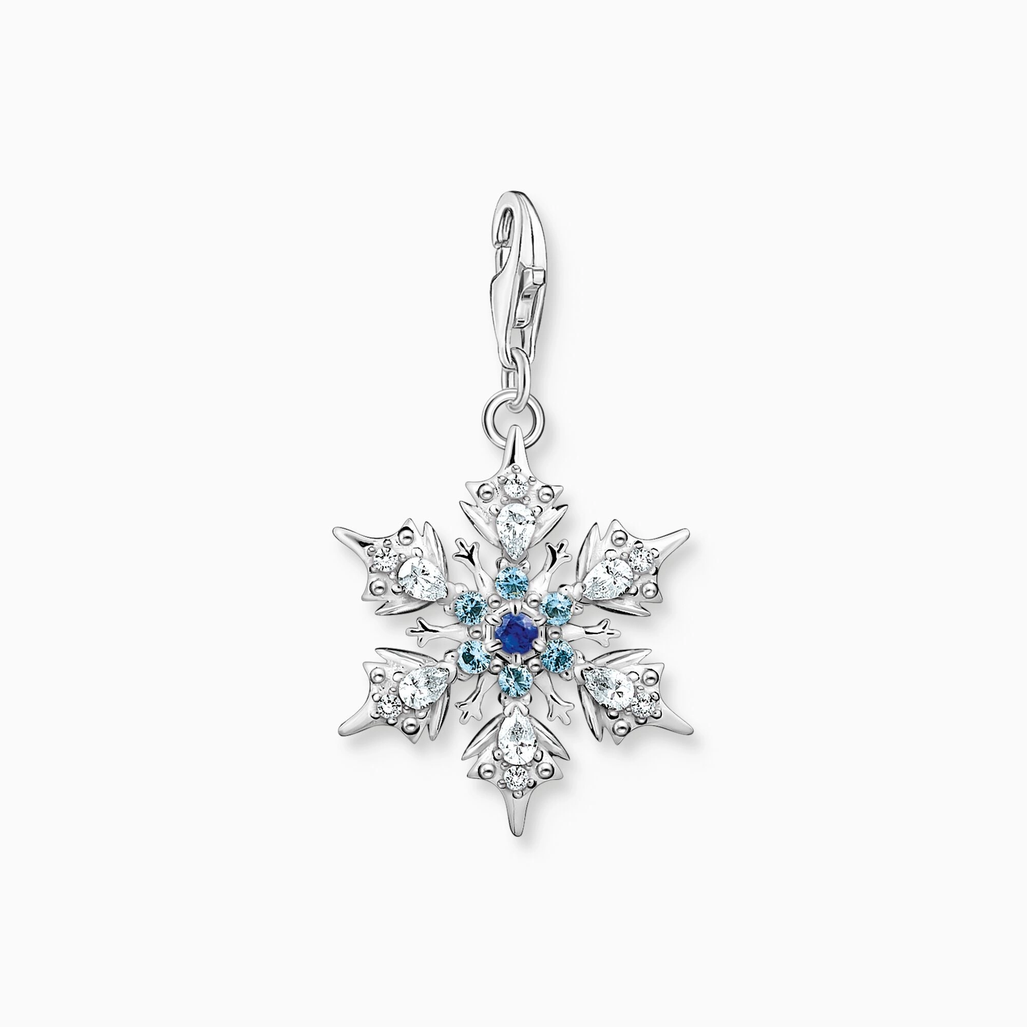 Thomas Sabo Snowflake With Blue Stones Silver Pendant Charm