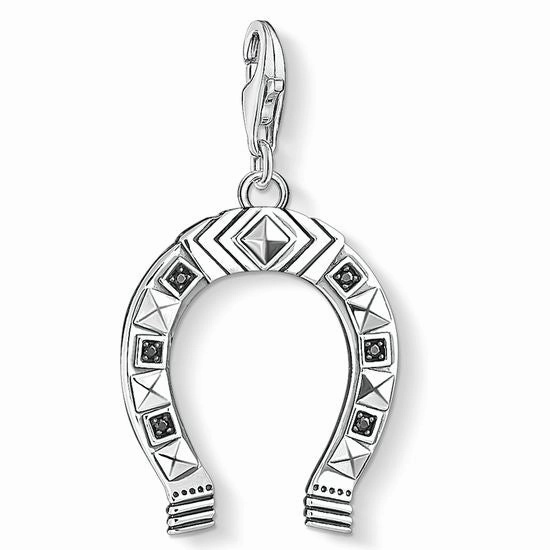 Thomas Sabo Sterling Silver Black Zirconia Ethnic Horseshoe Charm
