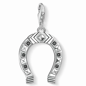 Thomas Sabo Sterling Silver Black Zirconia Ethnic Horseshoe Charm