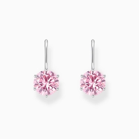 Thomas Sabo Sterling Silver Circle Pink Zirconia Earrings