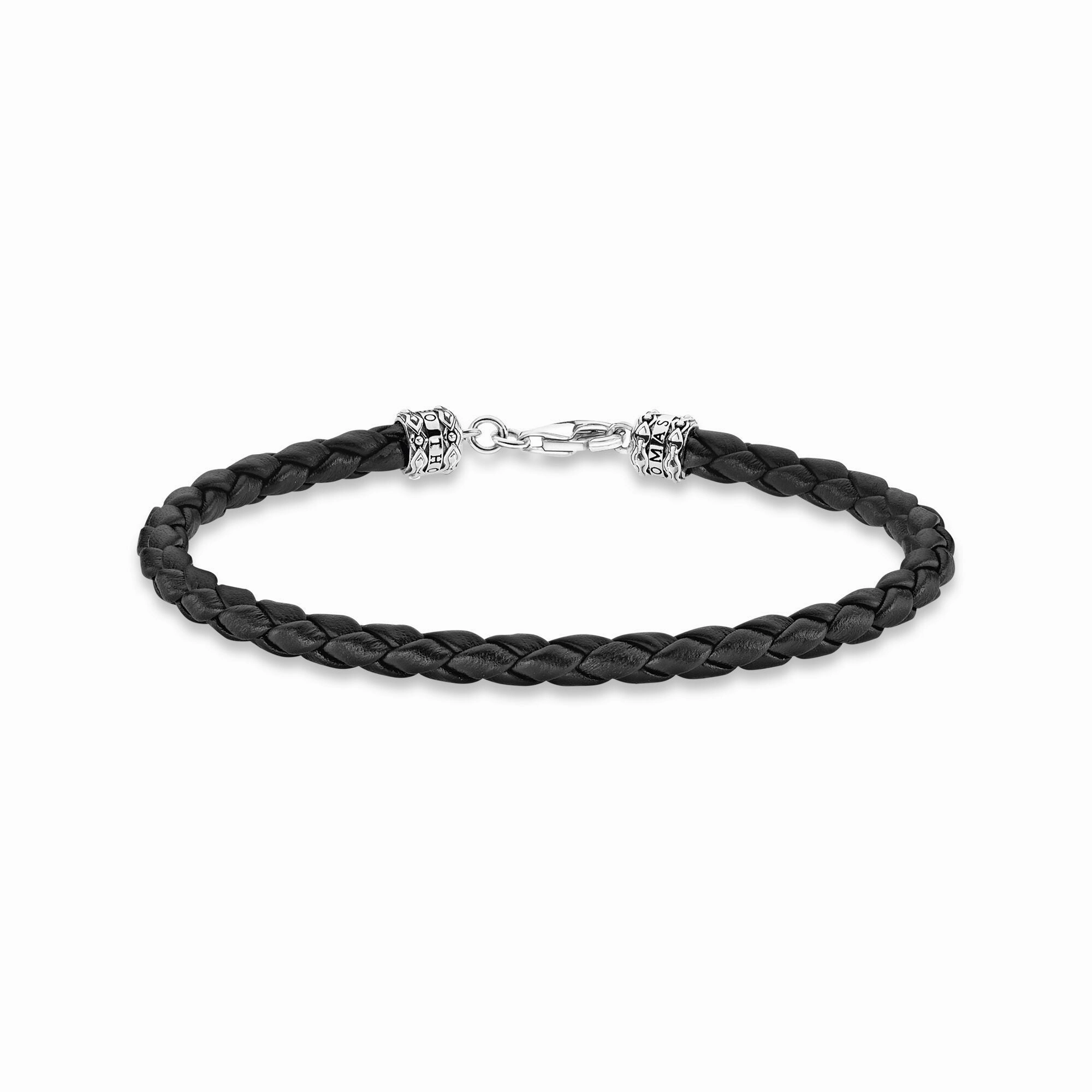Thomas Sabo Sterling Silver Leather Black Bracelet 19cm