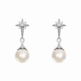 Thomas Sabo Sterling Silver Pearl Star Drop Stud Earrings