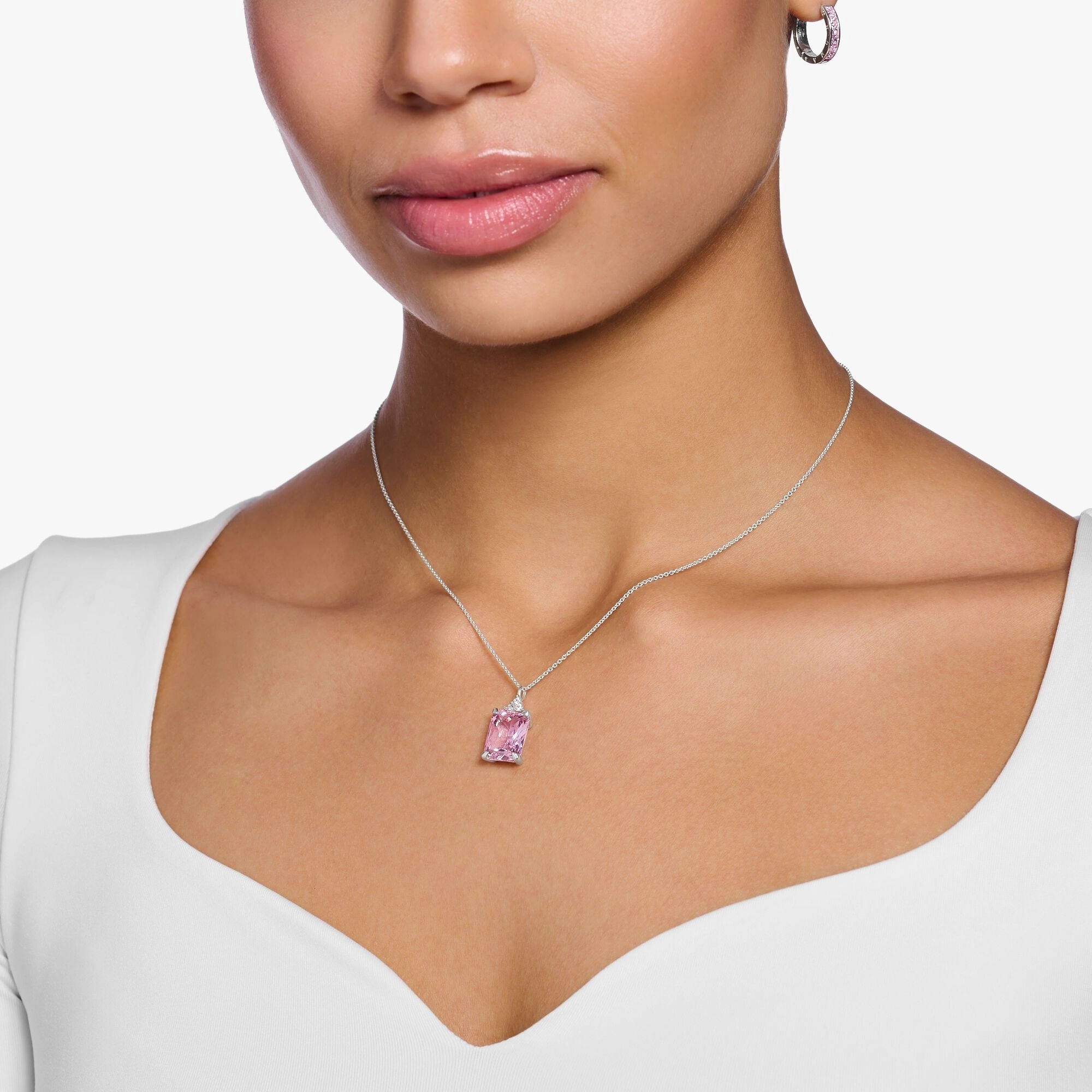 Thomas Sabo Sterling Silver Pink Stones Necklace