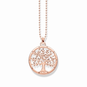 Thomas Sabo Sterling Silver Rose Gold Plated Tree Of Love Necklace