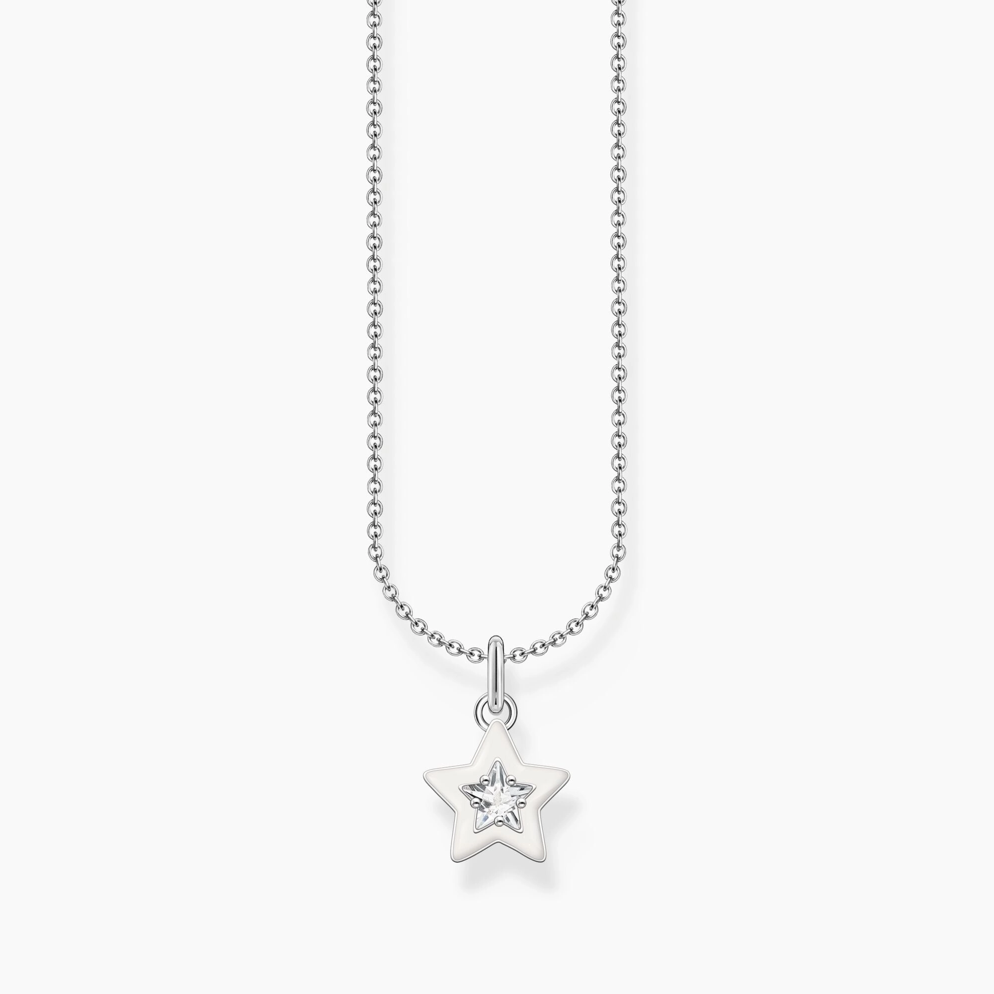 Thomas Sabo Sterling Silver Star White Zirconia Necklace