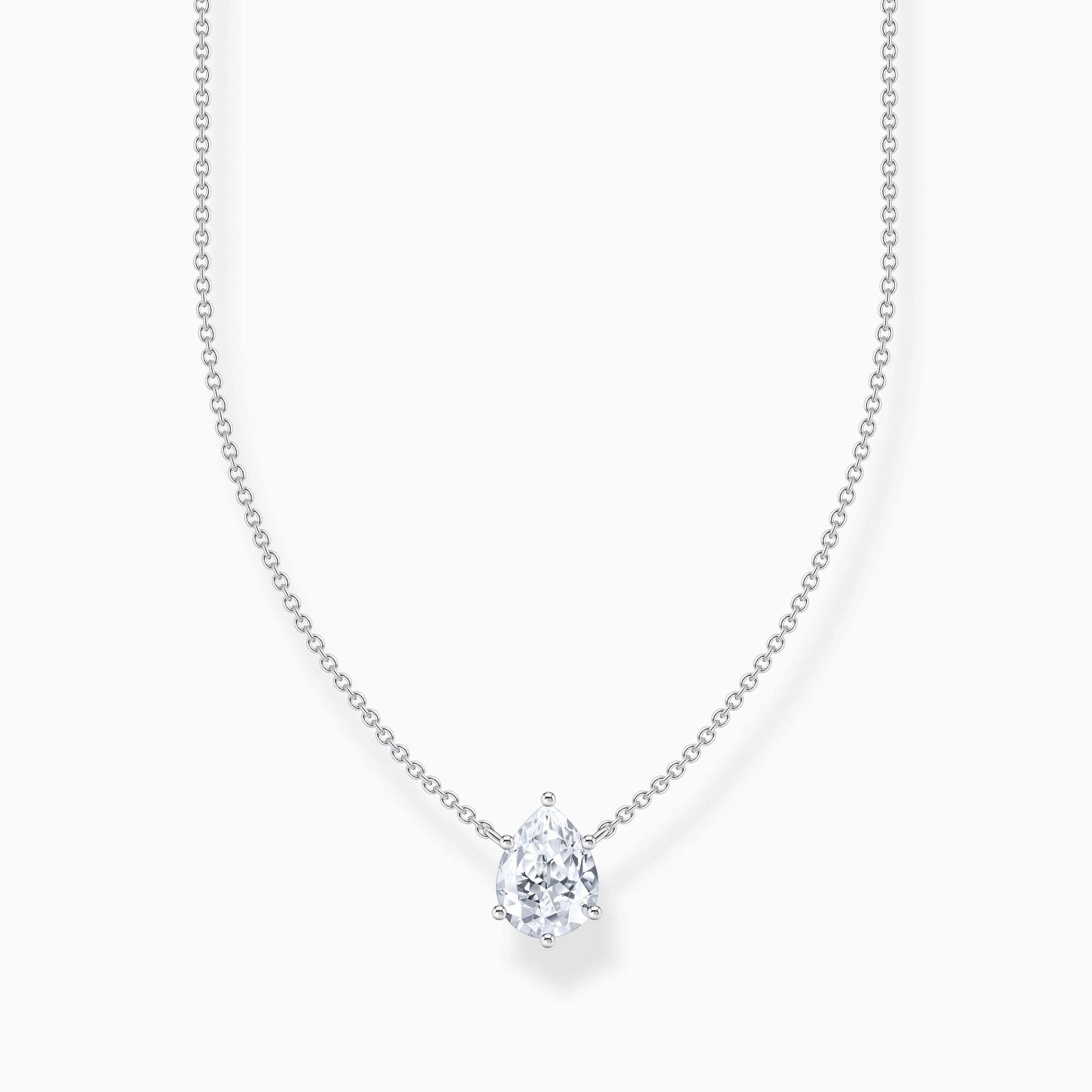 Thomas Sabo Sterling Silver Teardrop White Zirconia Necklace