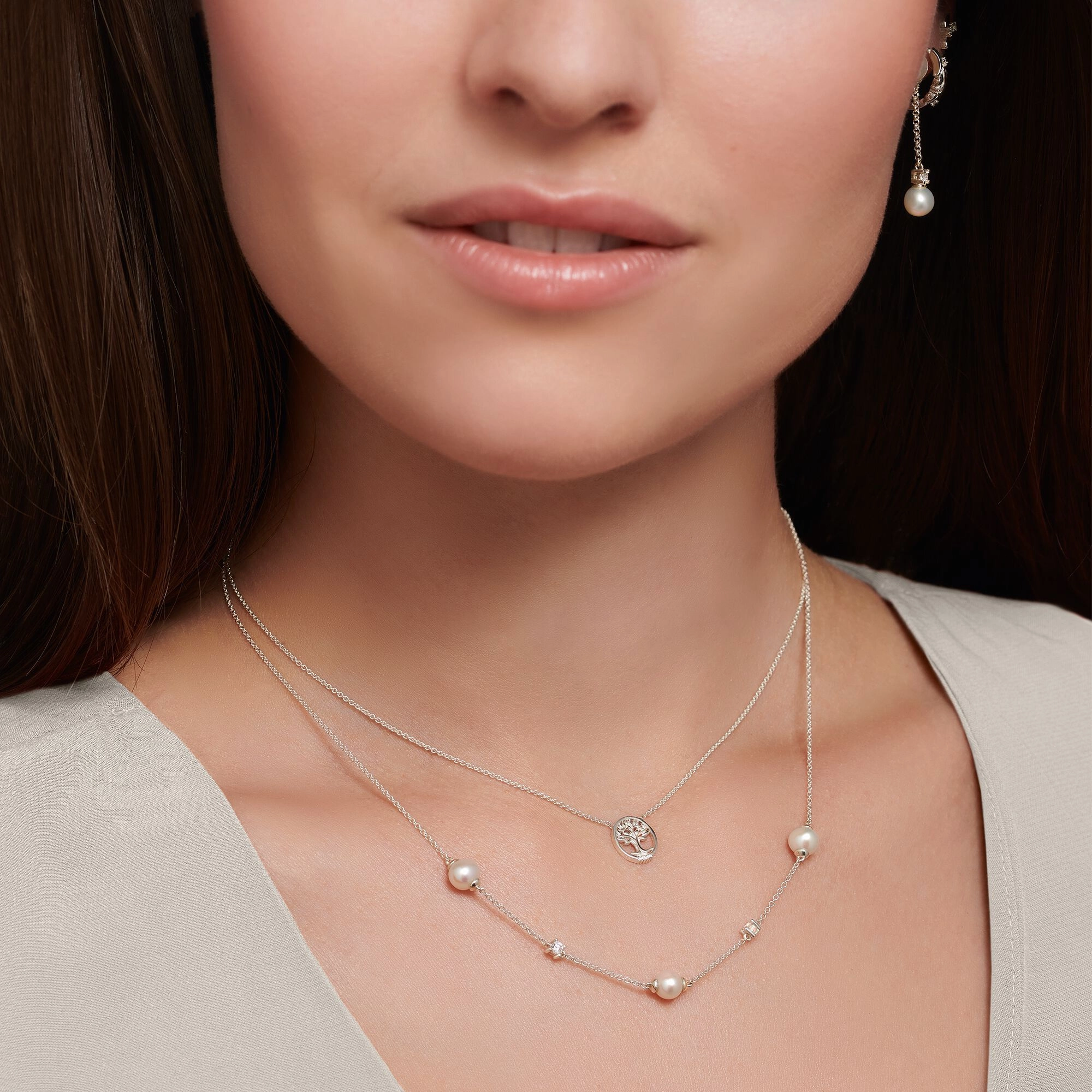 Thomas Sabo Tree of Love Sterling Silver White Stone Necklace D