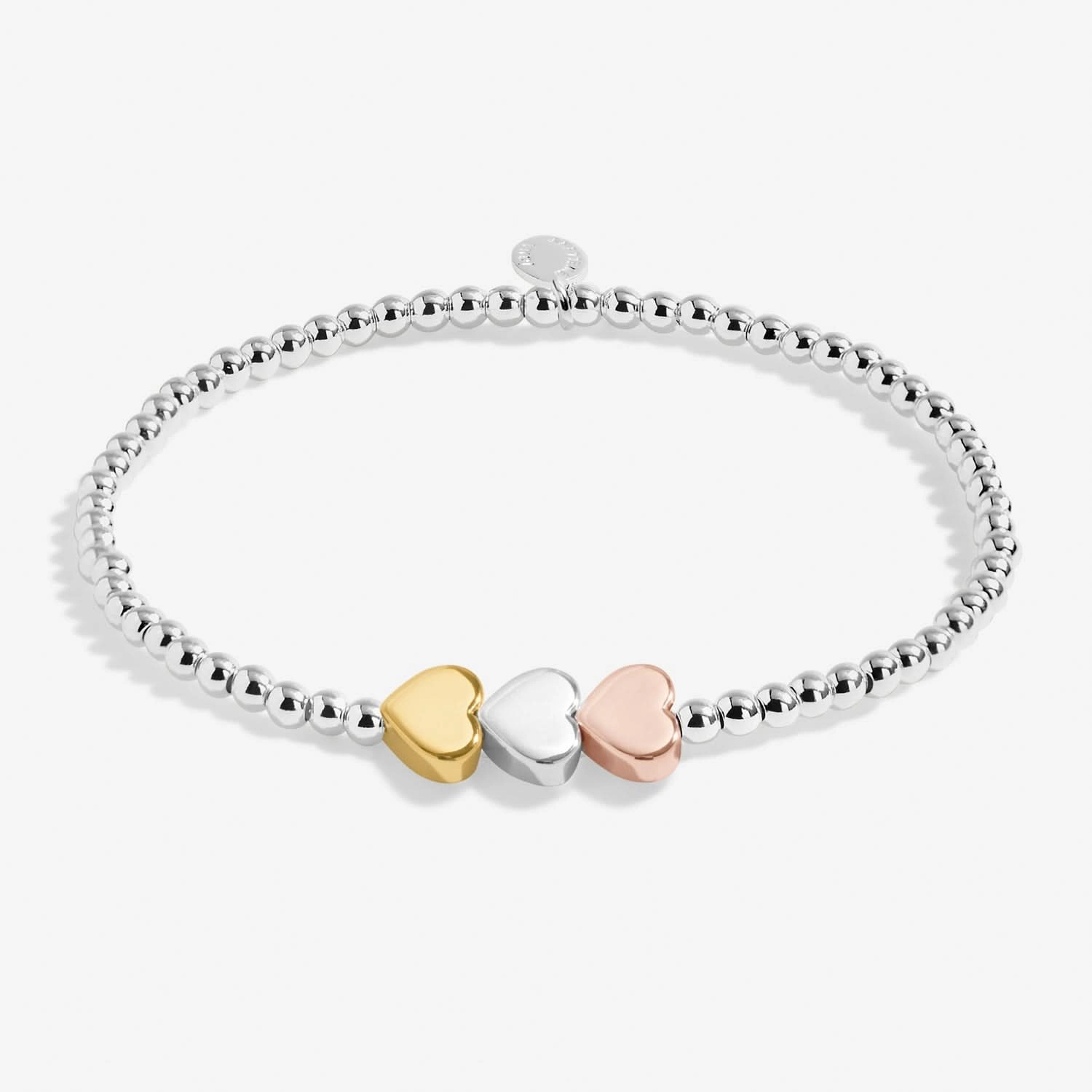 Three Tone Heart Silver Gold Plated & Rose Gold Plated Anklet 8623