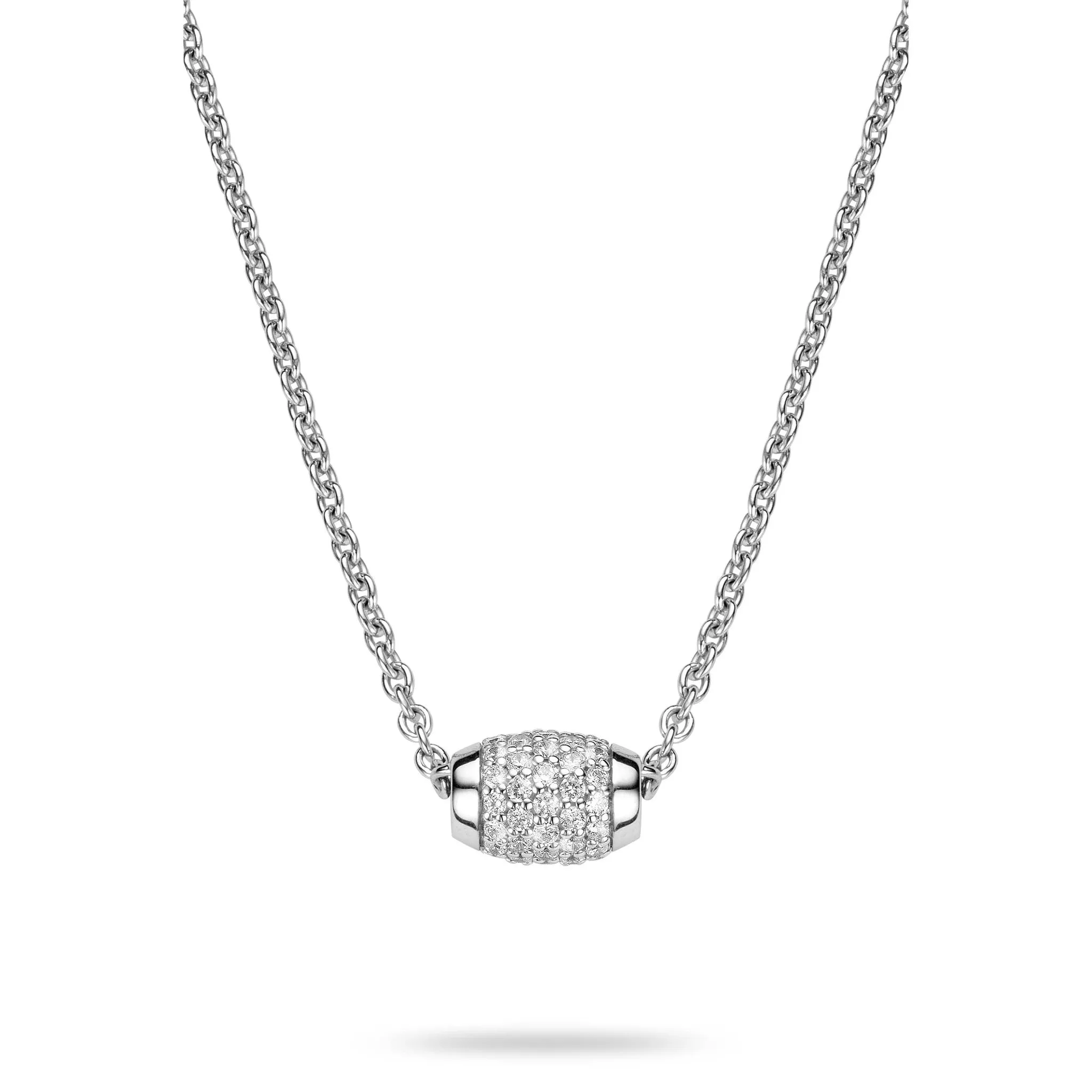 Ti Sento Necklace Silver And White Cubic Zirconia Barrel