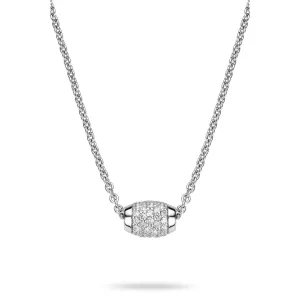 Ti Sento Necklace Silver And White Cubic Zirconia Barrel