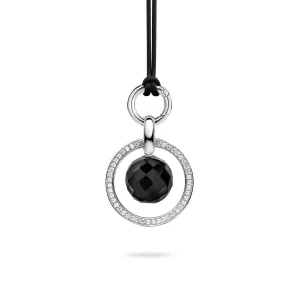 Ti Sento Pendant Silver With White Cubic Zirconia And Onyx Circle