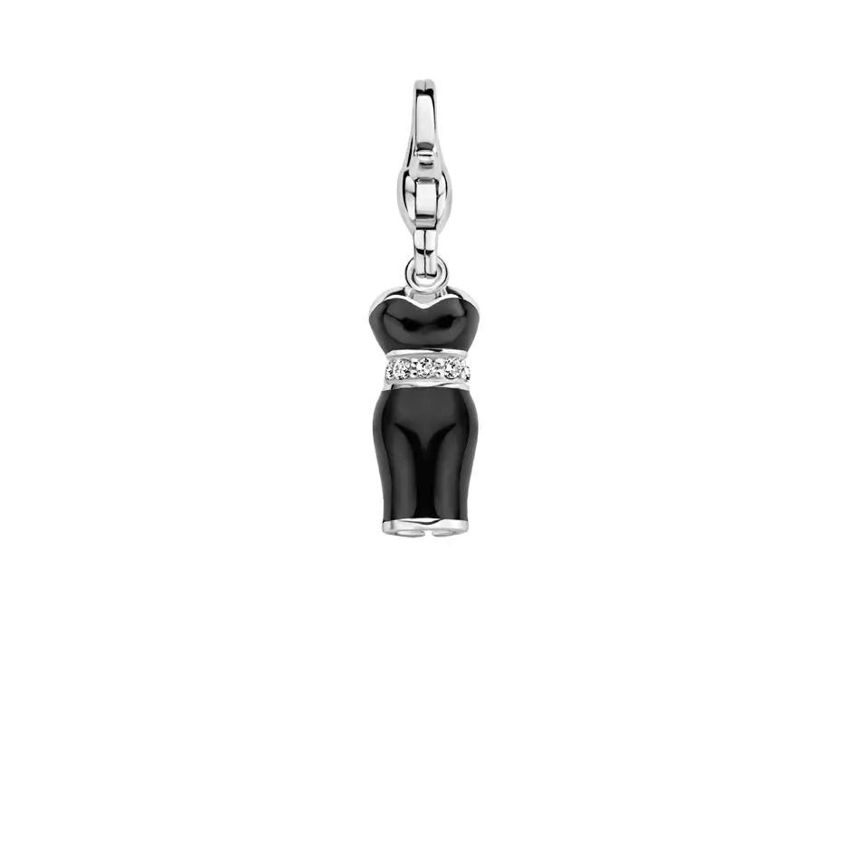 Ti Sento Sterling Silver Black Enamel Little Black Dress Charm D