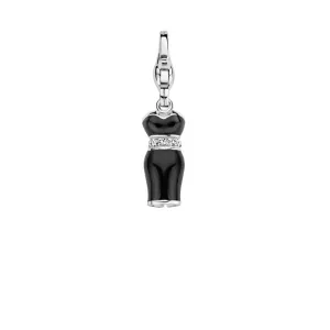 Ti Sento Sterling Silver Black Enamel Little Black Dress Charm D