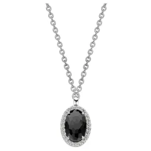 Ti Sento Sterling Silver Black Zirconia Oval Necklace D