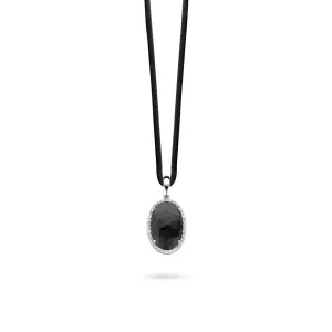 Ti Sento Sterling Silver Black Zirconia Oval Pendant D
