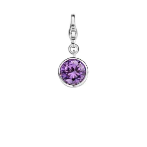 Ti Sento Sterling Silver Purple Crystal Charm D