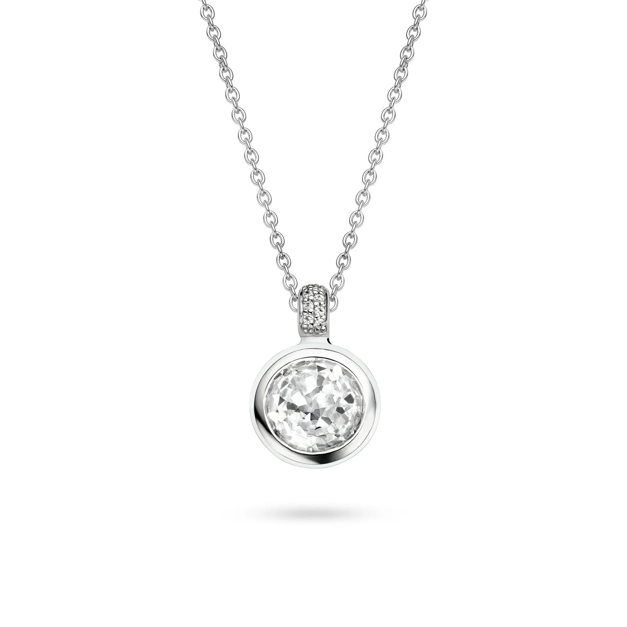 Ti Sento Sterling Silver White Cubic Zirconia Round Necklace D
