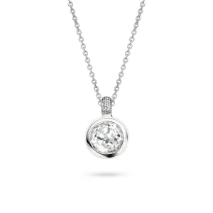 Ti Sento Sterling Silver White Cubic Zirconia Round Necklace D