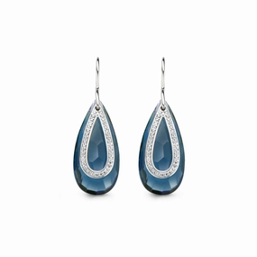 Ti Sento Earrings Drop Silver And Blue Cubic Zirconia Pear