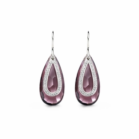 Ti Sento Earrings Drop Silver And Purple Cubic Zirconia Pear