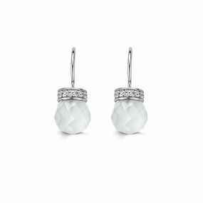 Ti Sento Earrings Drop Silver And White Cubic Zirconia Bead
