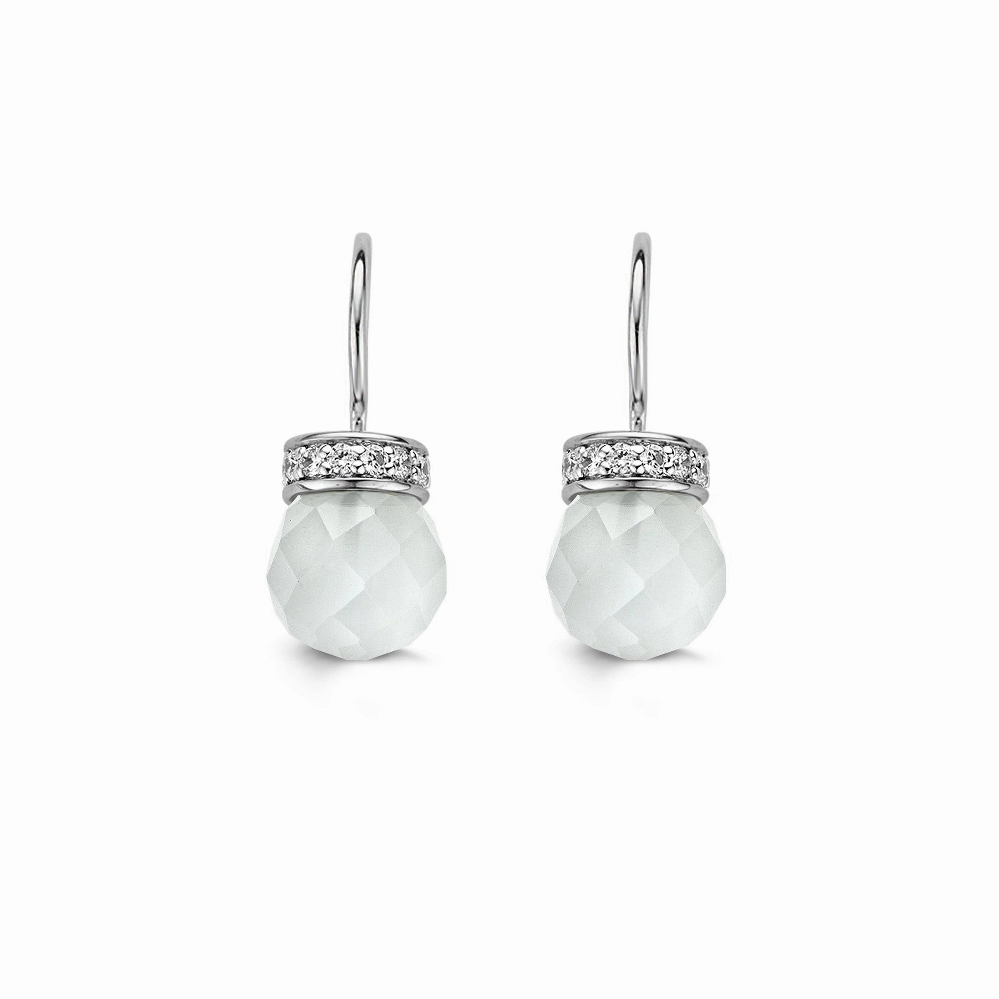 Ti Sento Earrings Drop Silver And White Cubic Zirconia Bead