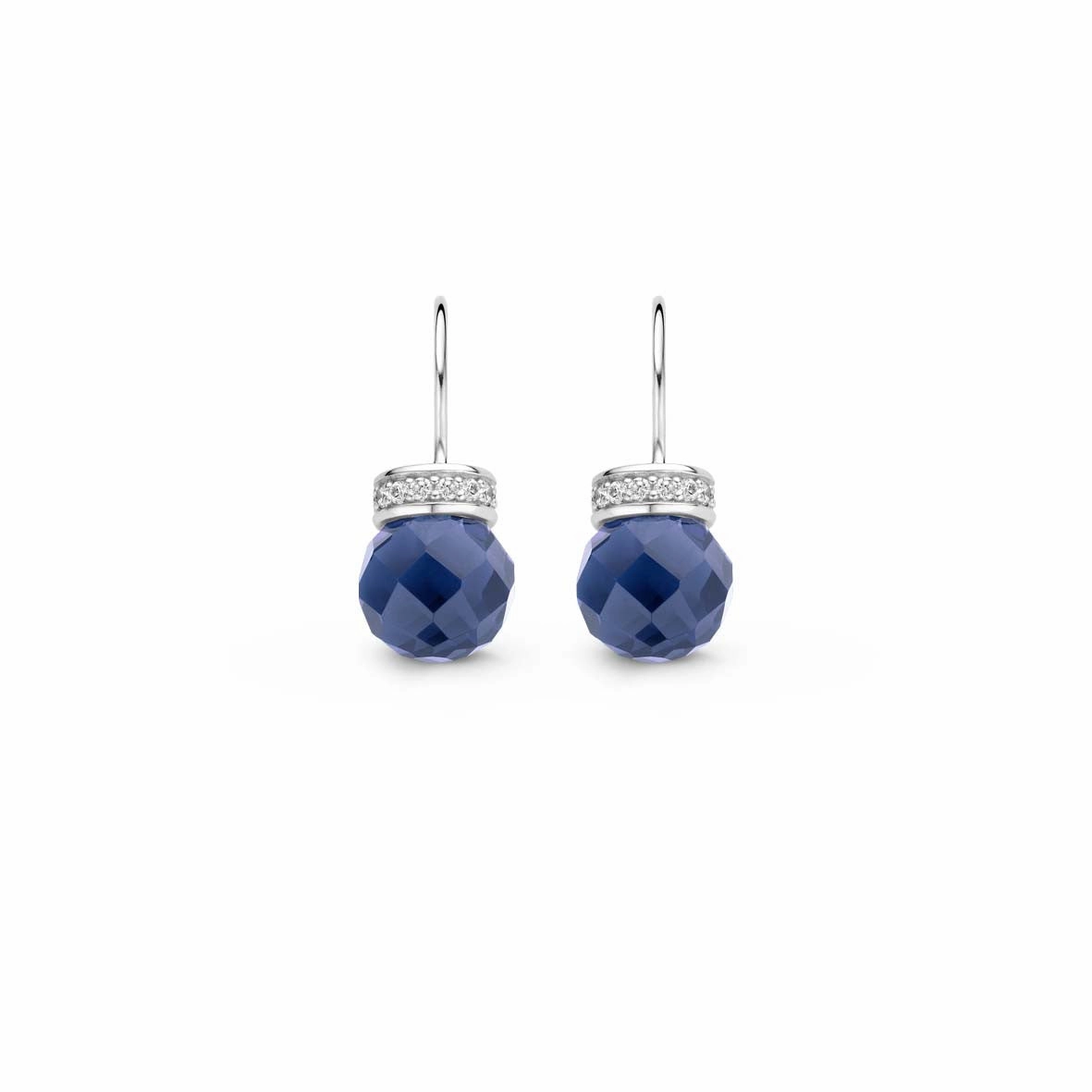 Ti Sento Earrings Drop Silver With Blue And White Cubic Zirconia Bead