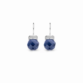 Ti Sento Earrings Drop Silver With Blue And White Cubic Zirconia Bead