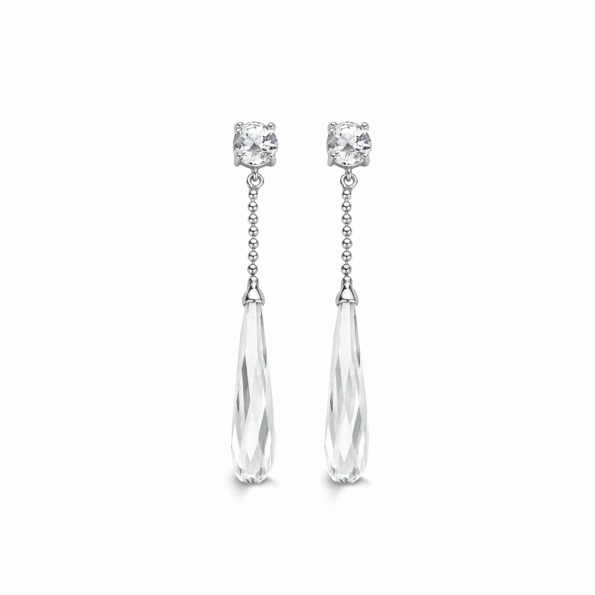 Ti Sento Earrings Drop Silver With White Cubic Zirconia Round And Pear