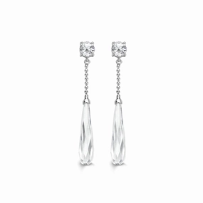 Ti Sento Earrings Drop Silver With White Cubic Zirconia Round And Pear