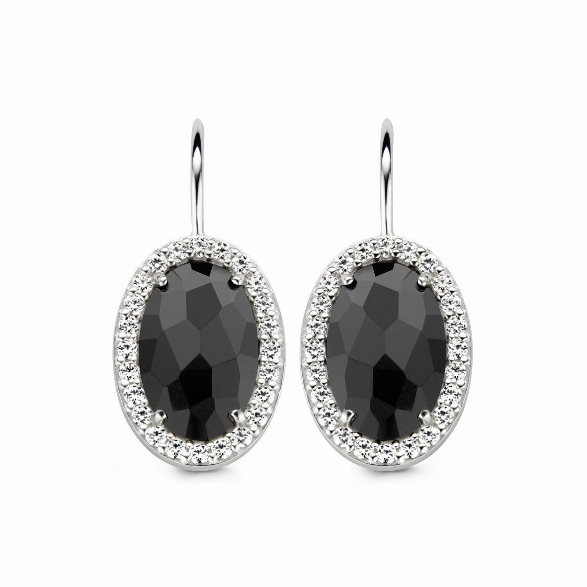 Ti Sento Earrings Silver And Black Cubic Zirconia Oval