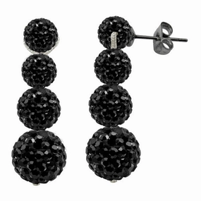 Tresor Paris Earrings Black Crystal Drop