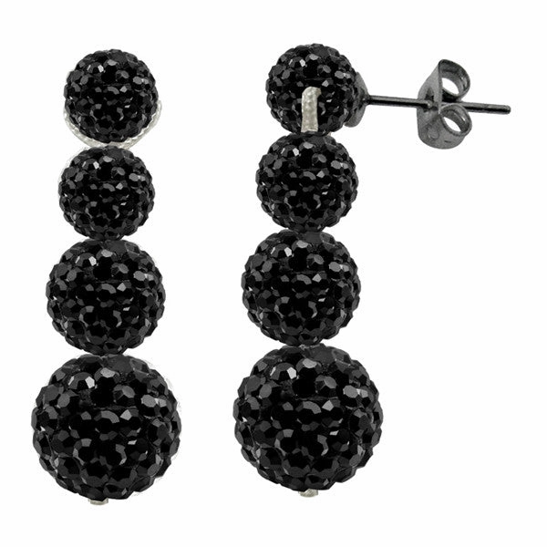 Tresor Paris Earrings Black Crystal Drop