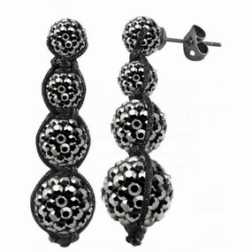 Tresor Paris Earrings Grey Crystal Drop