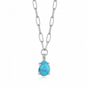 Turquoise Chunky Chain Drop Pendant Necklace N044-04H