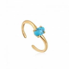 Turquoise Wave Adjustable Ring R044-01G